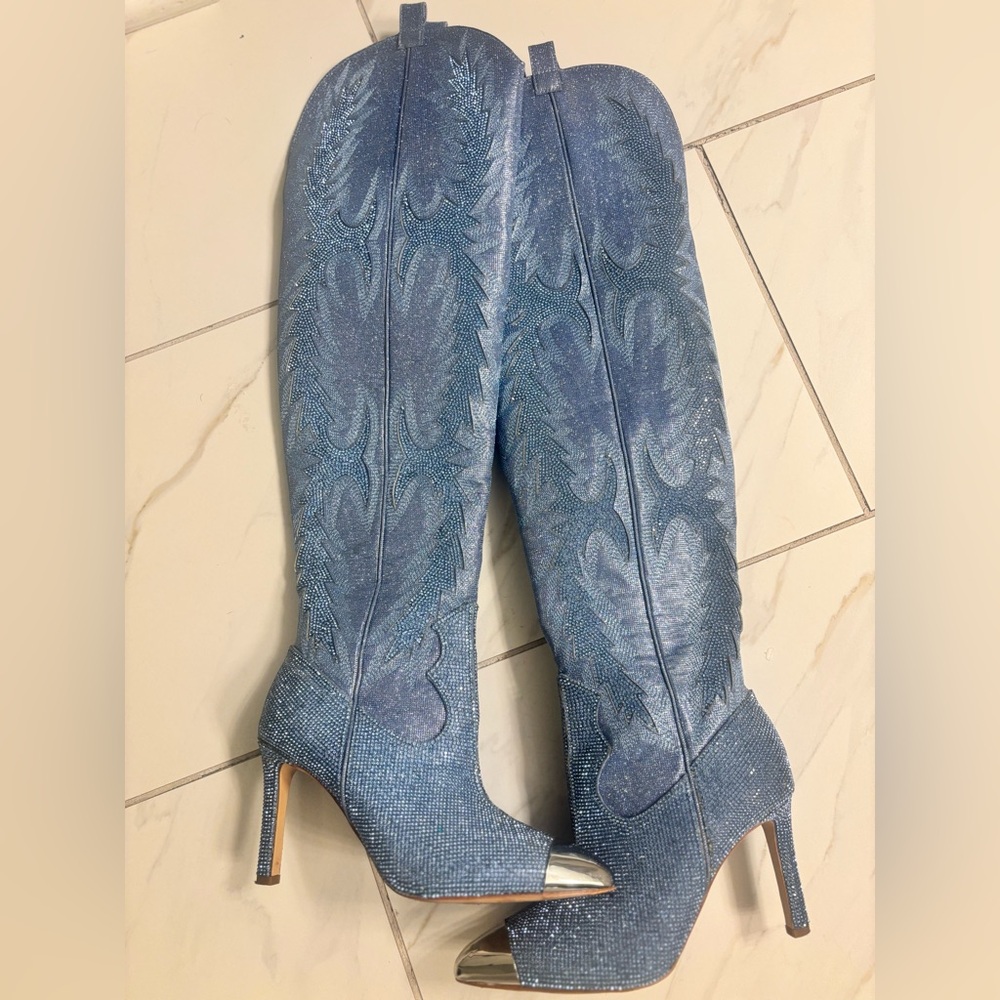 Gianni Bini Blue Over the Knee Western Boots